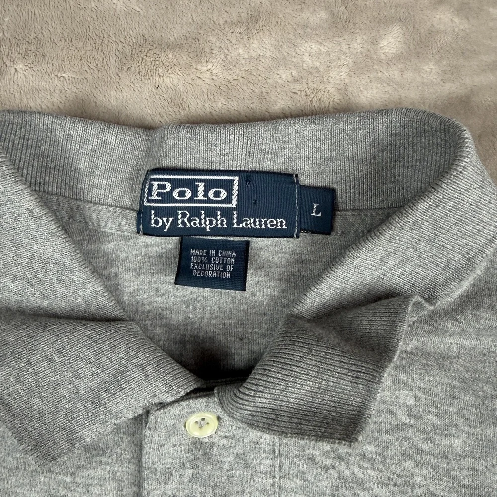 Polo By Ralph Lauren Shirt Mens Large Gray Cotton Short Sleeve Polo Pony Logo